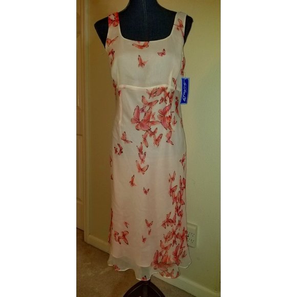 ✅SUMMER DRESS NWT sz 6 La Rue 39 100% silk fully lined bitterfly empire waist - Picture 1 of 14